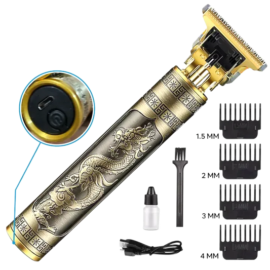 Vintage T9 Trimmer Professional Dragon Style Metal Rechargeable Electric Hair Clipper Cutting Machine