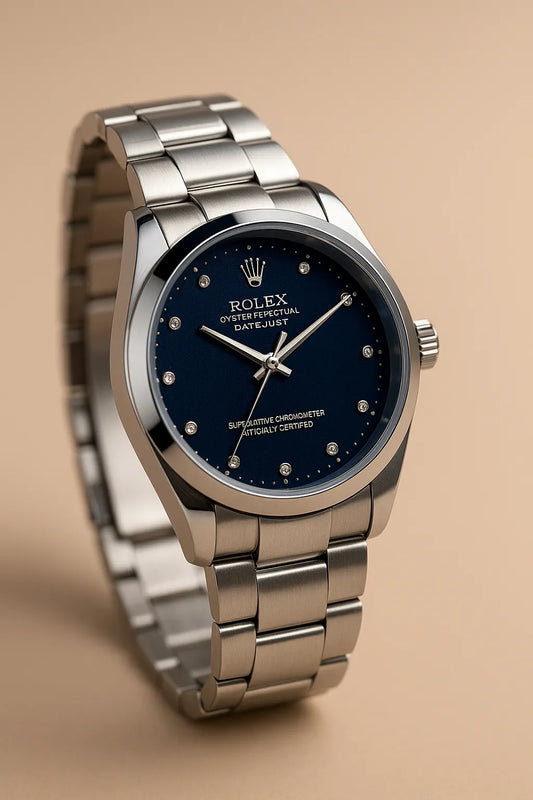 Rx Gent's Watch – Waterproof, Masterlook, Stylish & Comfortable | Circle Glass Design | Adjustable Fit | Stainless Steel Chain | Blue Shade Glass | Push Button Lock | 2 Colors | New Stock | Men's Collection