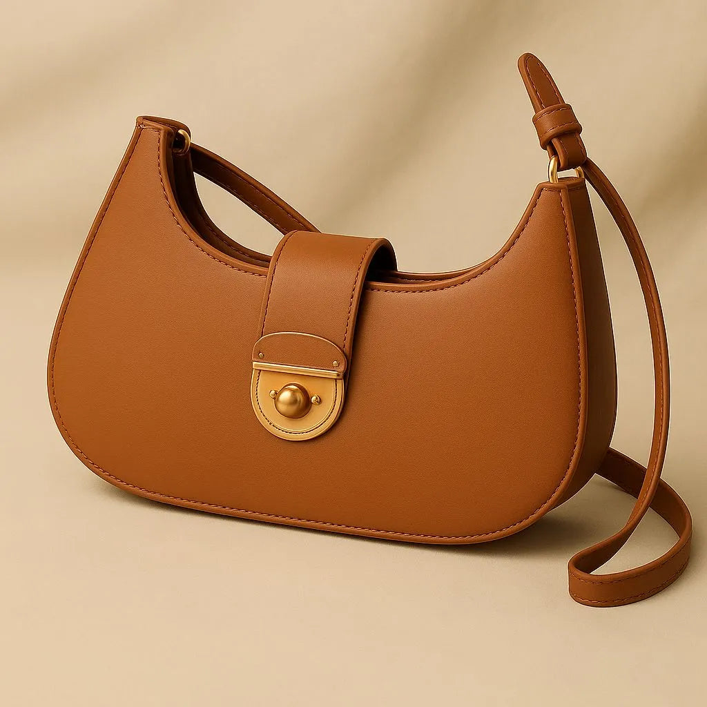 Women’s Hobo Handbag – Stylish Faux Leather Shoulder Bag with Gold Turn-Lock & Large Capacity