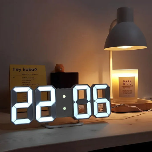 Buytoday 3D LED Digital Clock Snooze Bedroom Desk Alarm Clocks Hanging Wall Clock Calendar