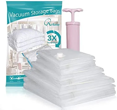 Vacuum Storage Bags /  Reusable, Airtight & Waterproof Vacuum Seal Bags for Blankets, Pillows, Travel & Storage  | Space Saver Compression Bags  with Hand Pump