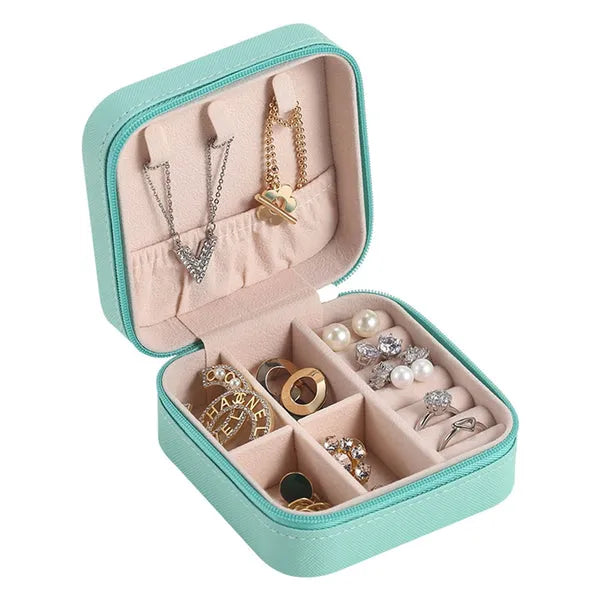 Leather Jewellery Organizer Box with Zipper | Ear Rings
