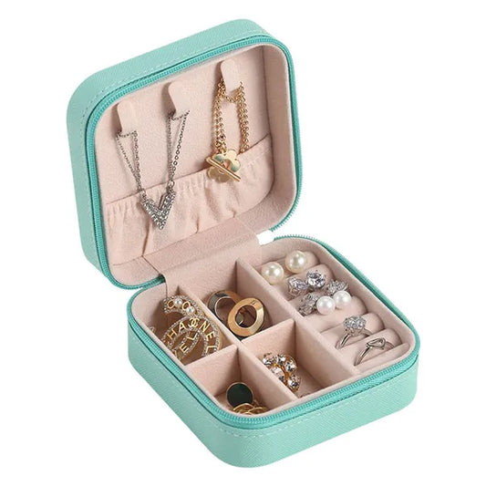 Leather Jewellery Organizer Box with Zipper | Ear Rings