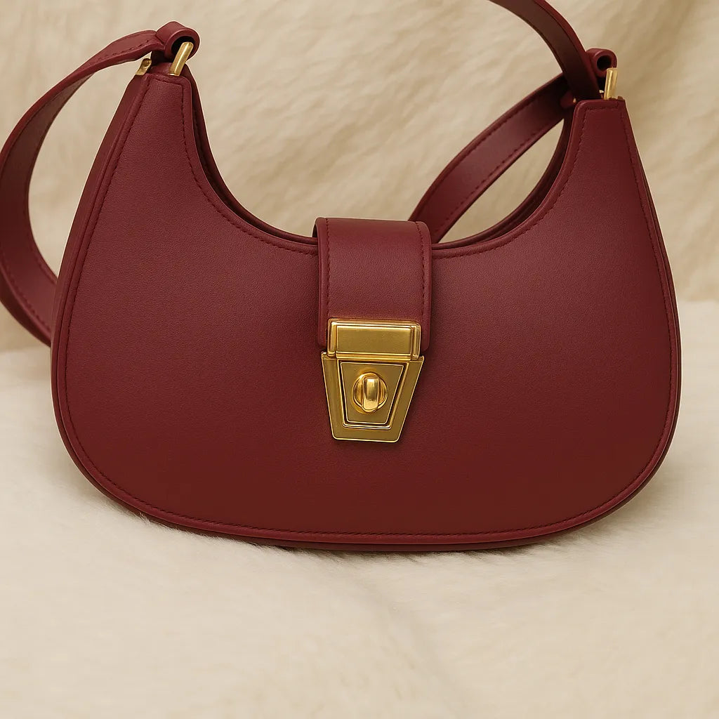 Women’s Hobo Handbag – Stylish Faux Leather Shoulder Bag with Gold Turn-Lock & Large Capacity