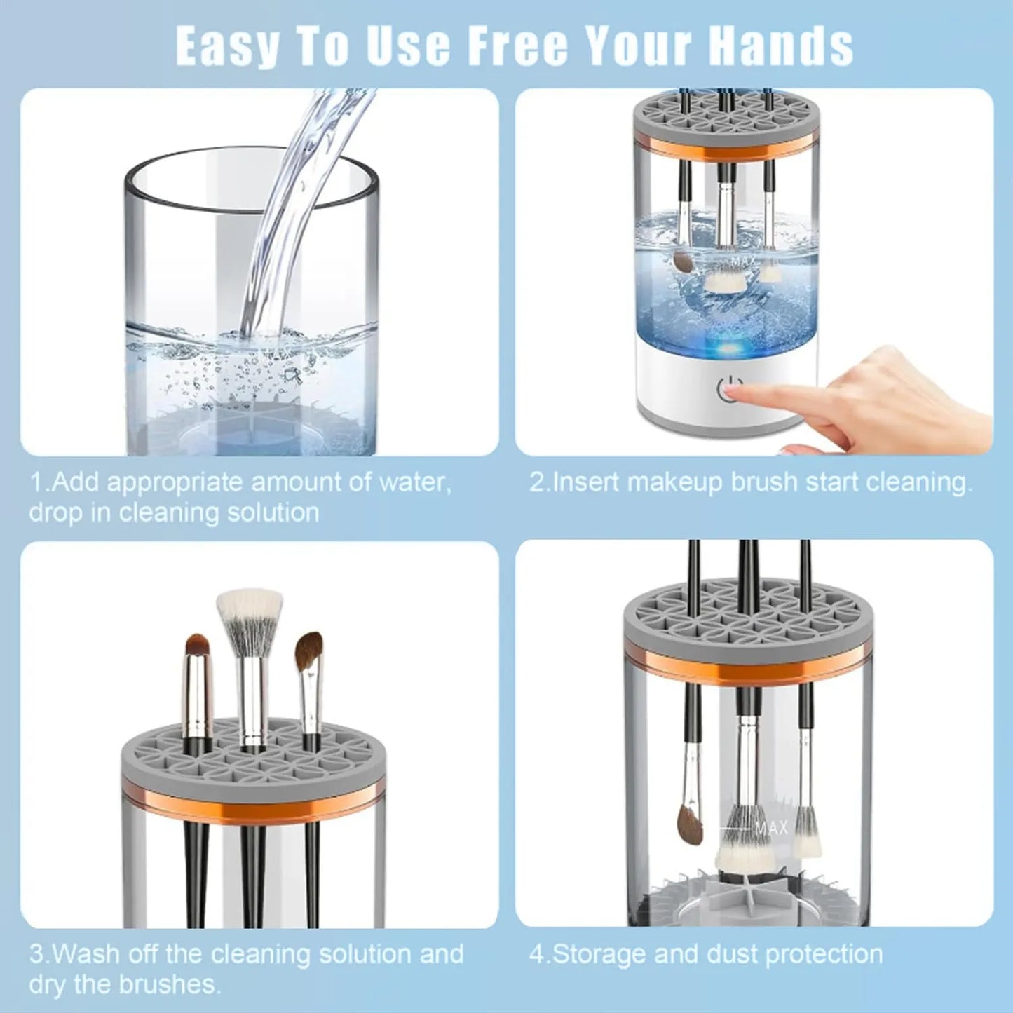 Fast & Easy Automatic Makeup Brush Cleaning Tool
