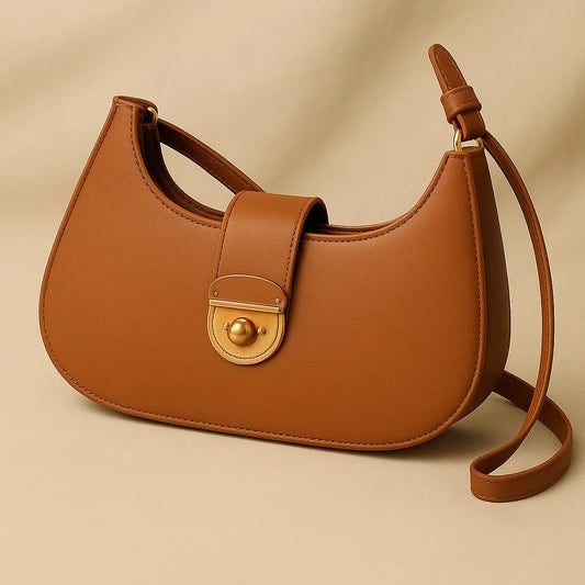 Women’s Hobo Handbag – Stylish Faux Leather Shoulder Bag with Gold Turn-Lock & Large Capacity