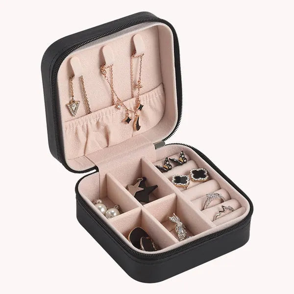 Leather Jewellery Organizer Box with Zipper | Ear Rings