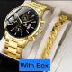 2pcs Luxury Mens Silver gold and black Quartz Watch With Stainless Steel Bracelet Men Fashion Business Casual Watch (Random Dial)
