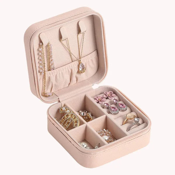 Leather Jewellery Organizer Box with Zipper | Ear Rings