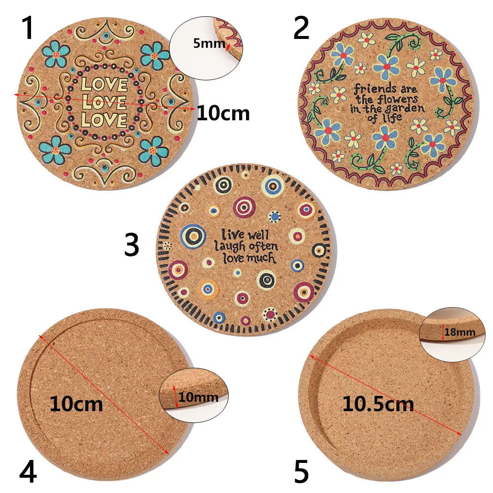 Household Durable Placemats Non-slip Tea Coasters Heat Resistant Cork Coasters Anti-hot Heat Pad Wooden Cup Mat