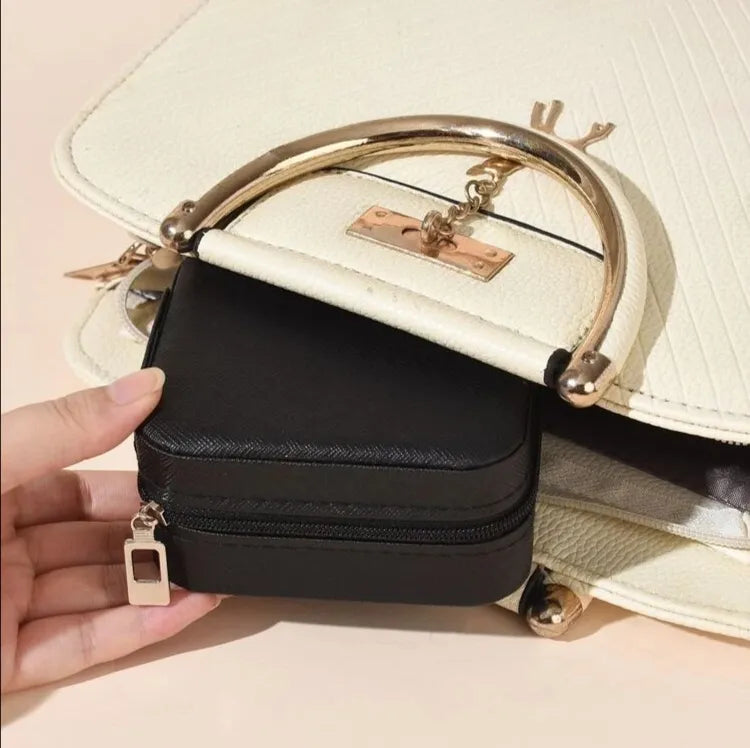 Leather Jewellery Organizer Box with Zipper | Ear Rings