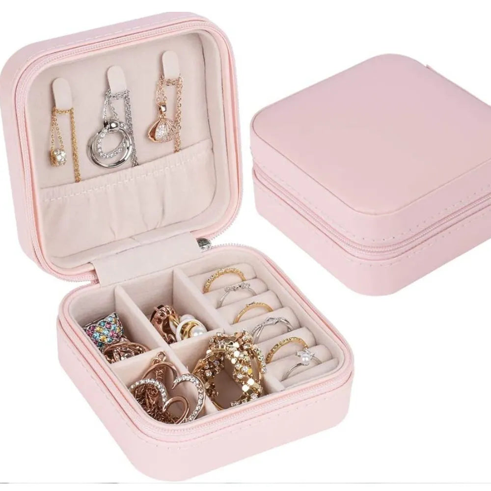 Leather Jewellery Organizer Box with Zipper | Ear Rings