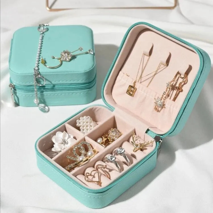 Leather Jewellery Organizer Box with Zipper | Ear Rings